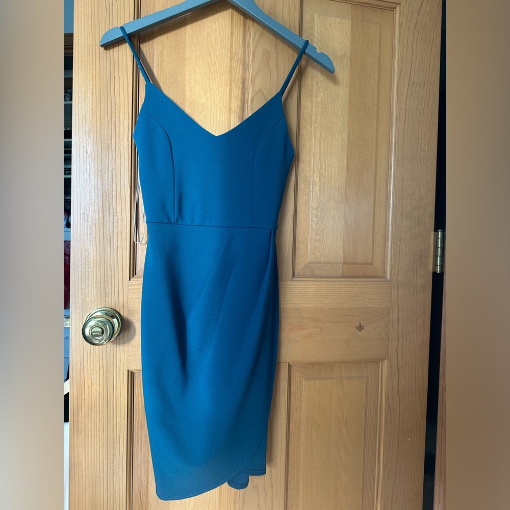 NEW Blue Green mini dress with front ruching